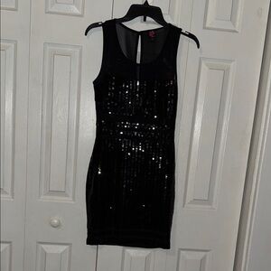 2B Bebe Black Sequin Sleeveless Mini Dress